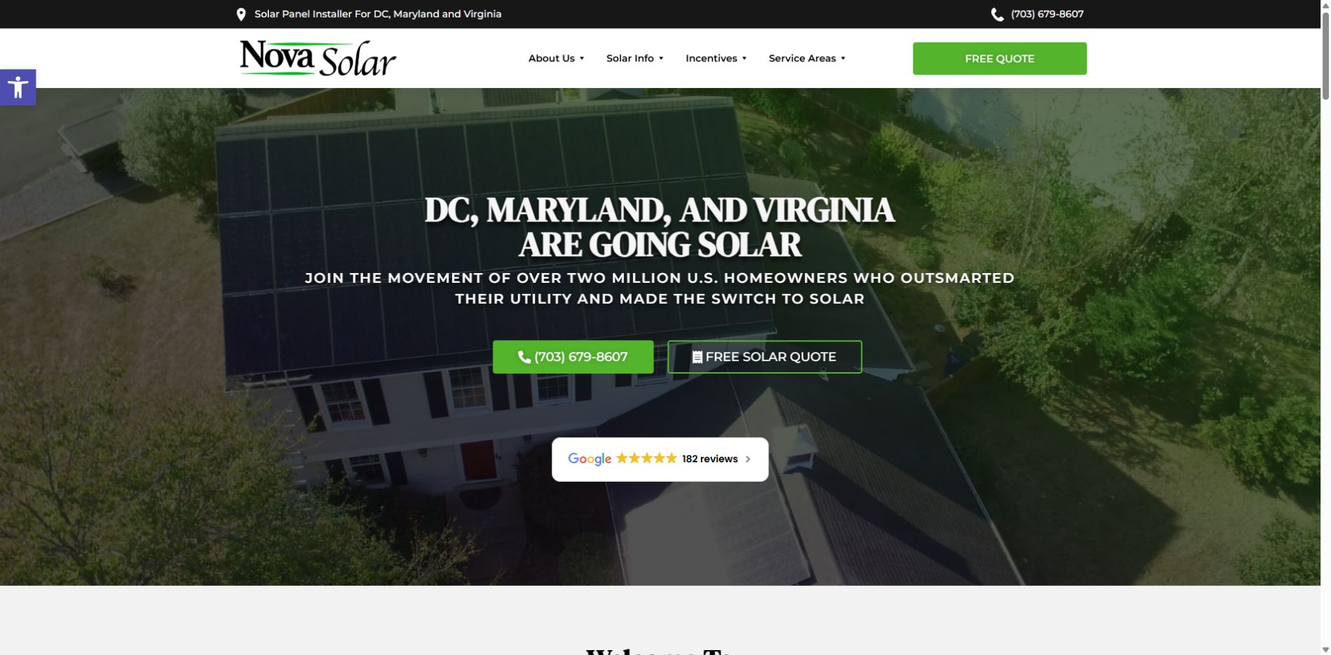 Screenshot of Nova Solar official website homepage