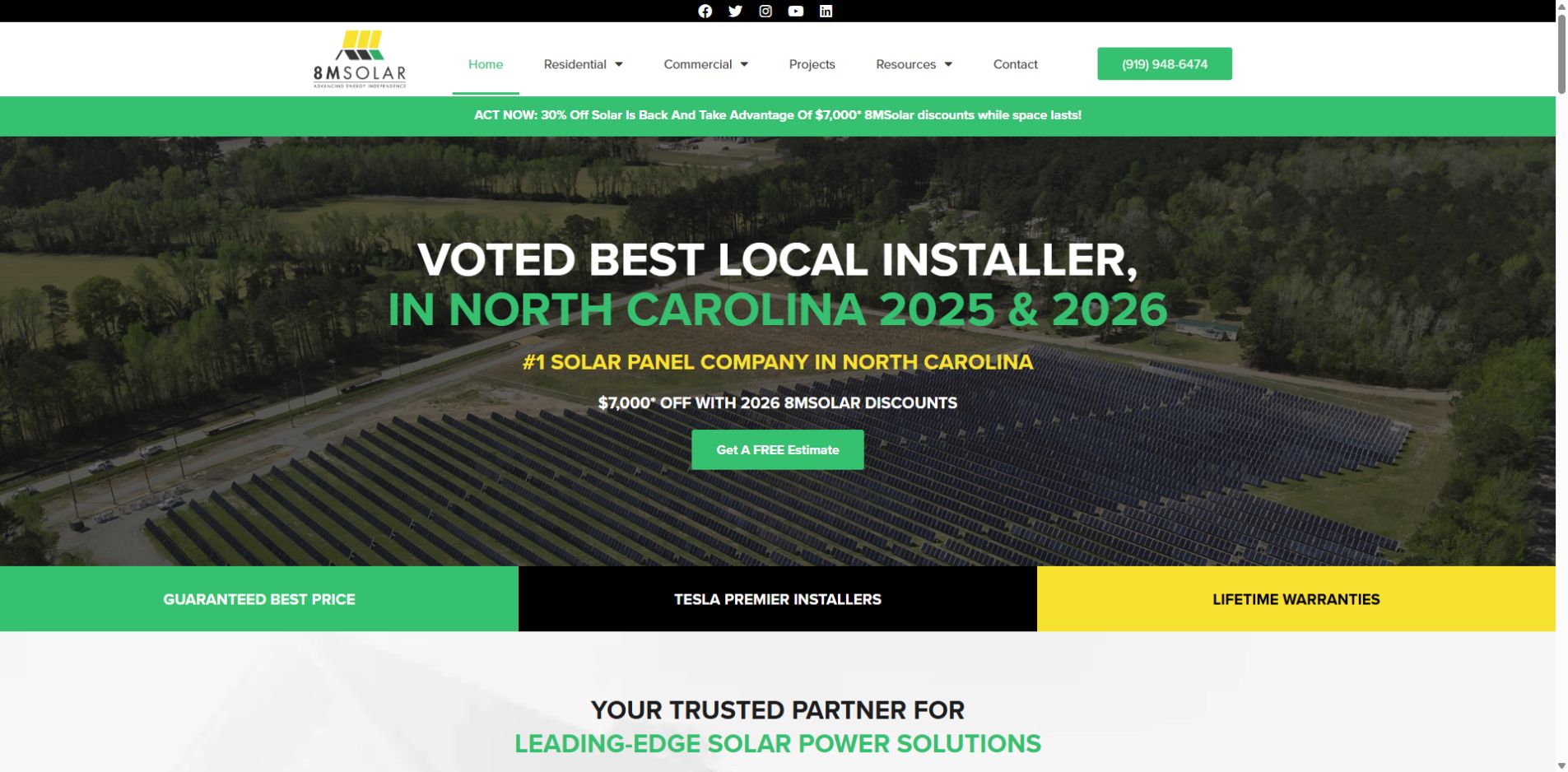 Screenshot of 8MSolar official website homepage