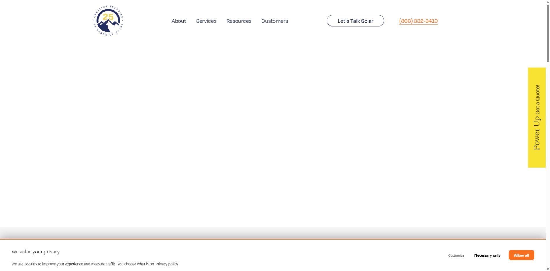 Screenshot of Creative Energies official website homepage