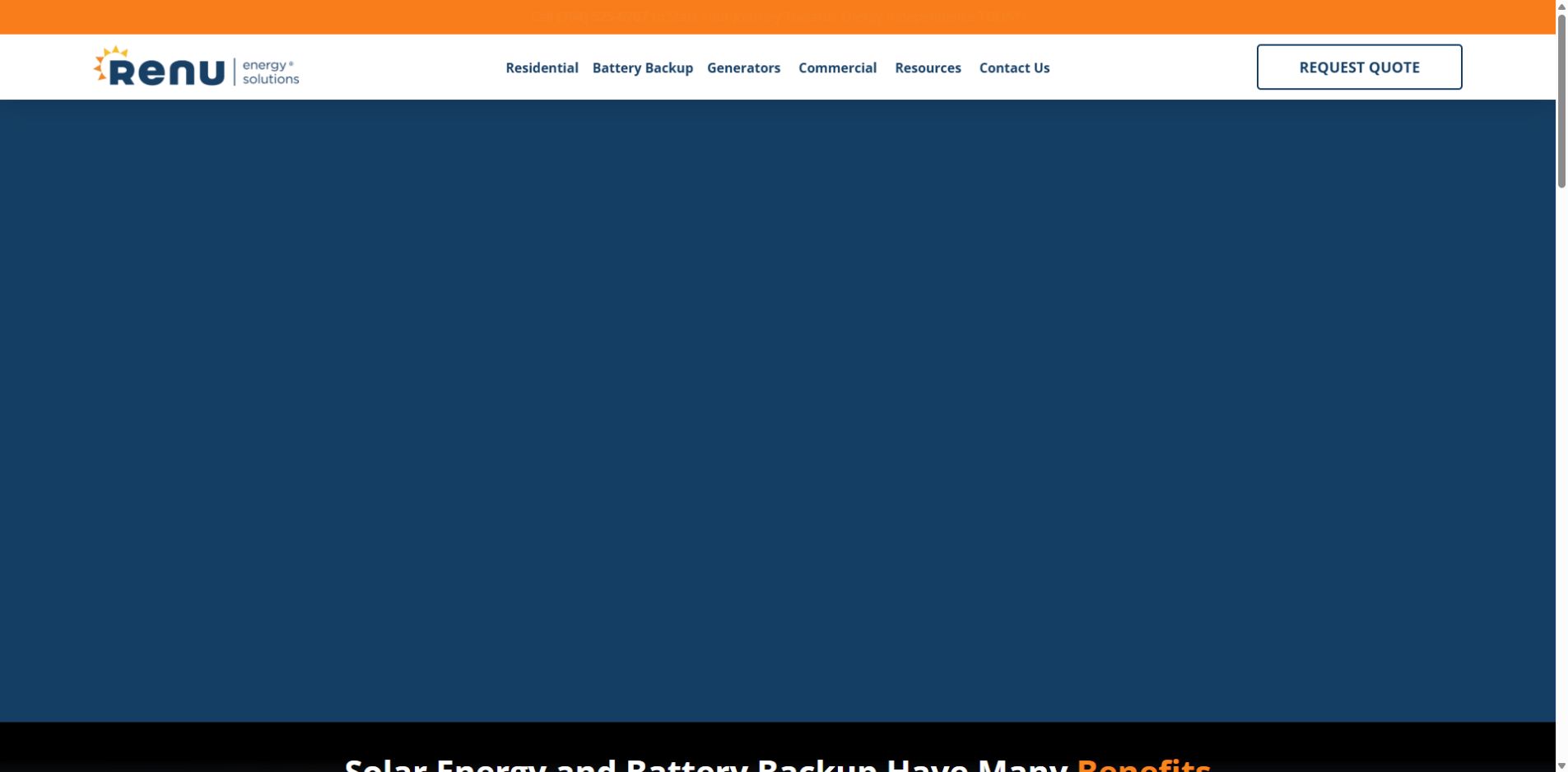 Screenshot of Renu Energy Solutions official website homepage