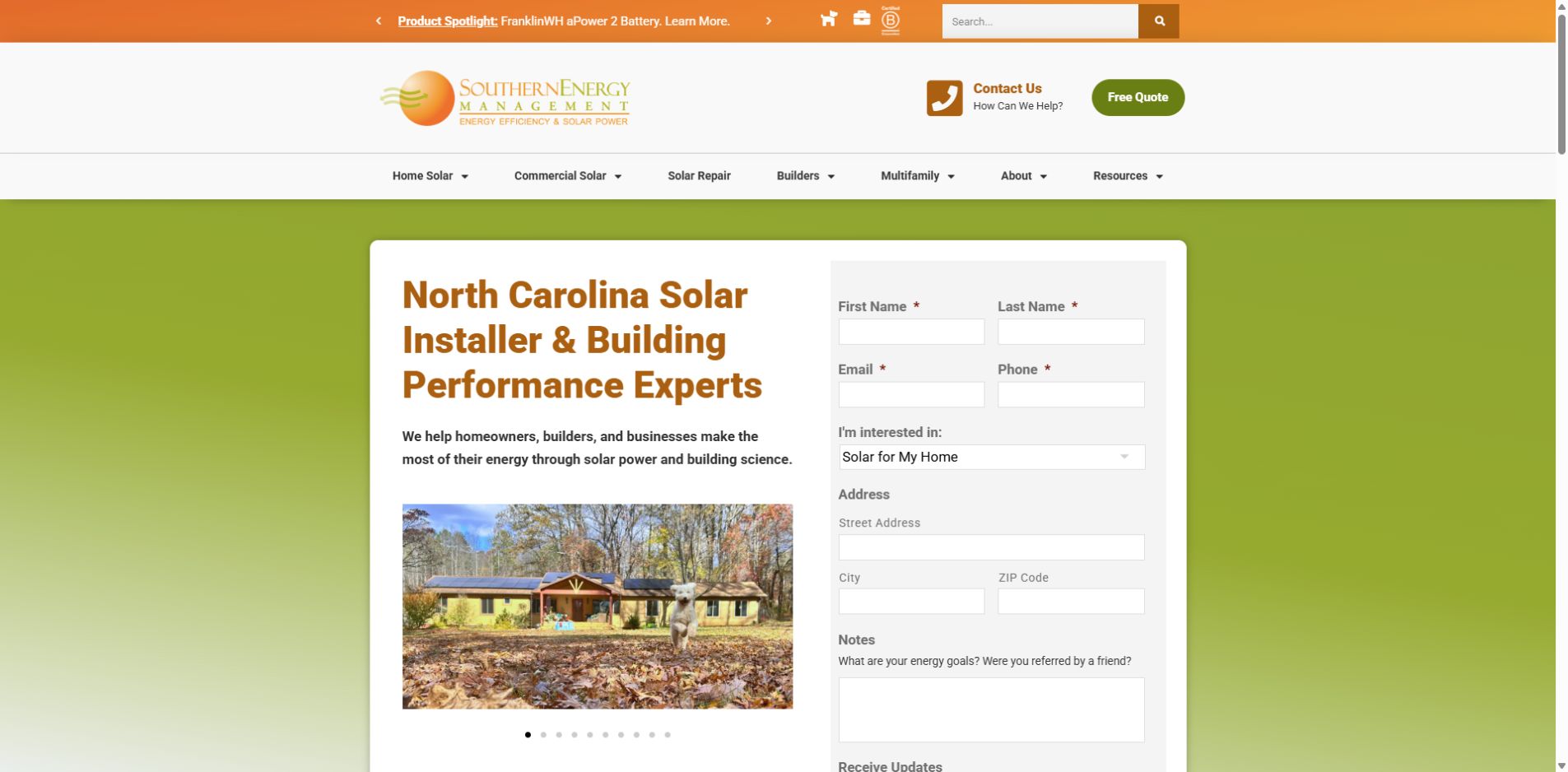 Screenshot of Southern Energy Management official website homepage